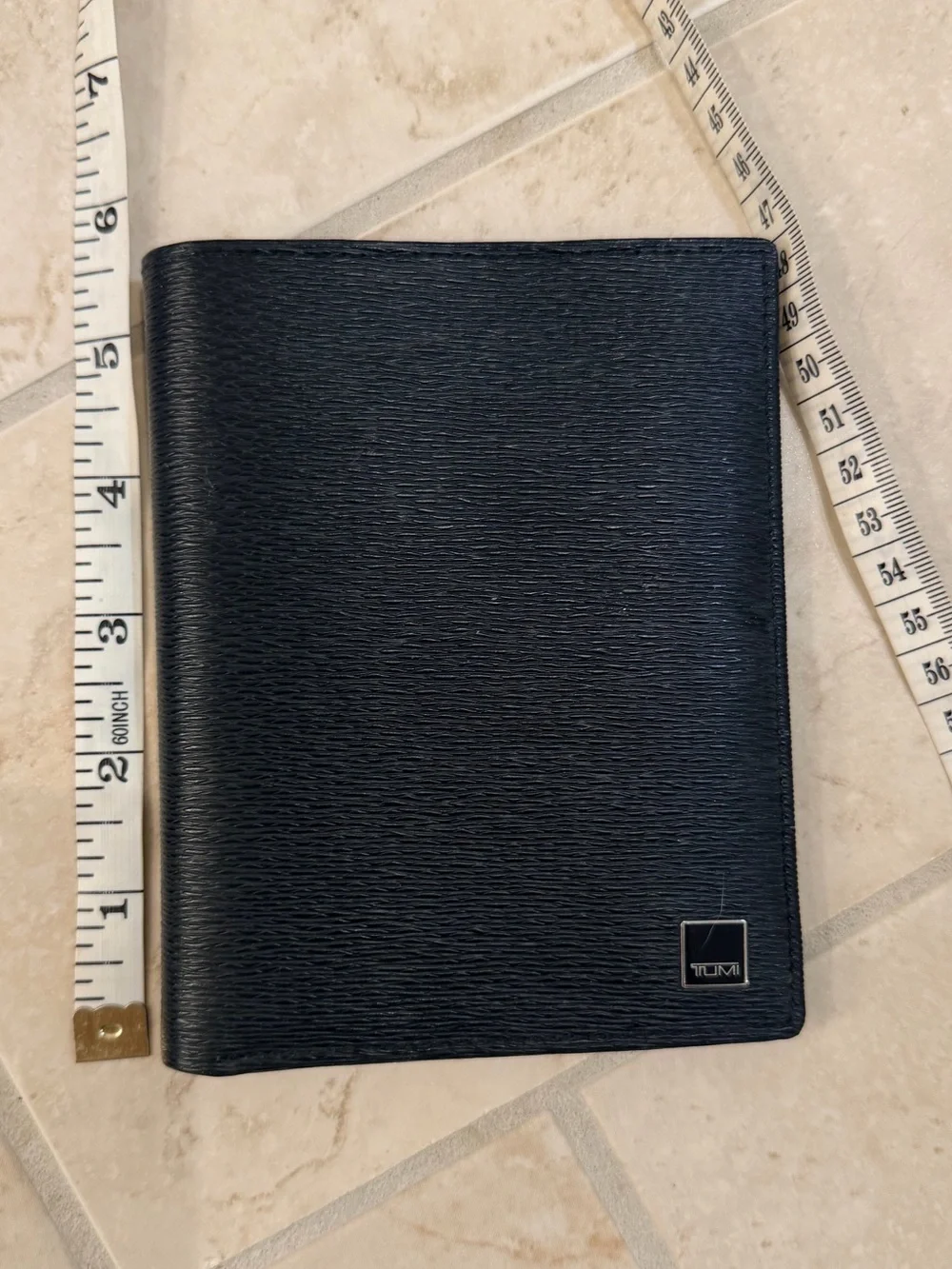 Tumi Black Textured Leather Passport Case and Wallet